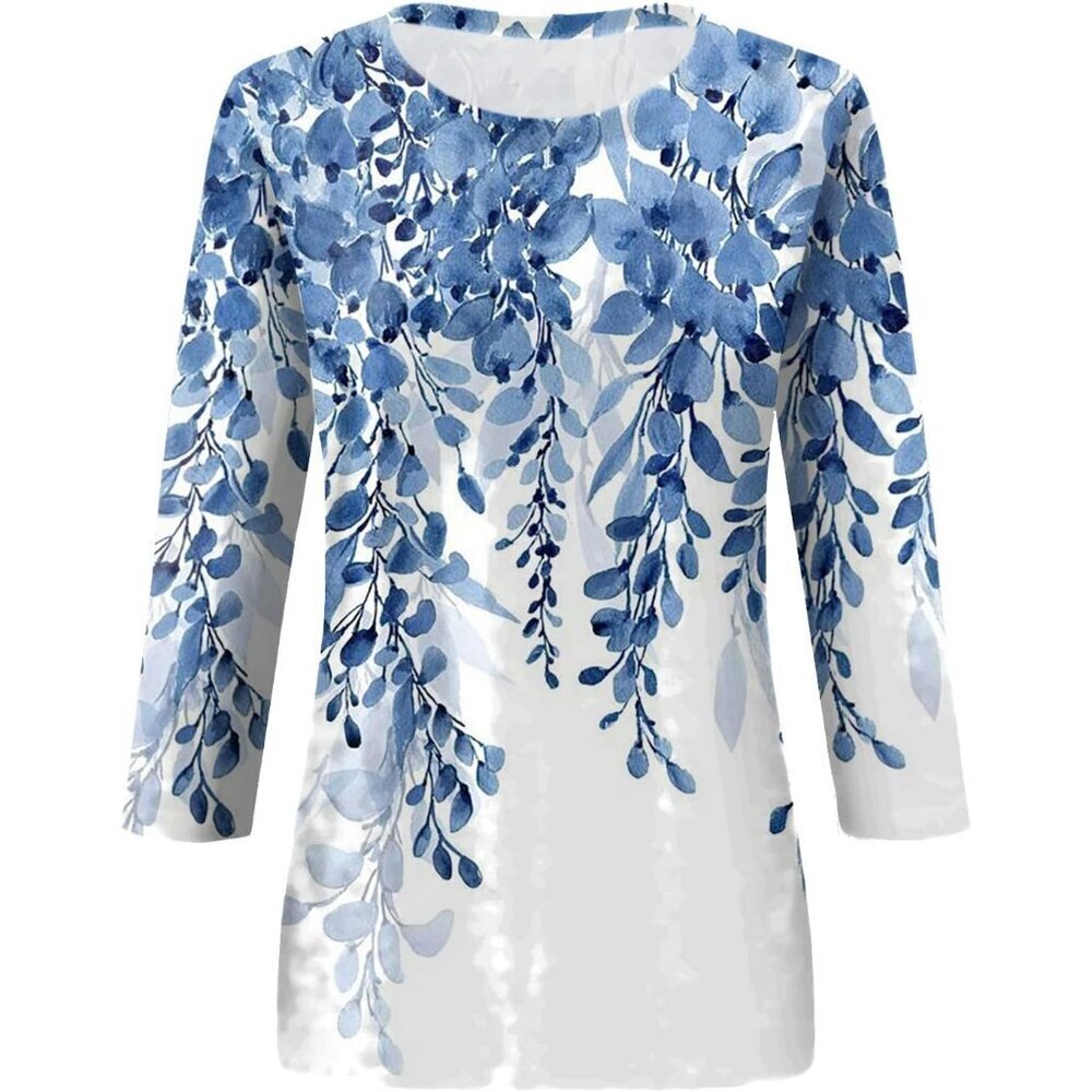 Womens 3/4 Sleeve Casual Tops Solid Color Loose Fit Breathable Summer - Picture 3 of 4